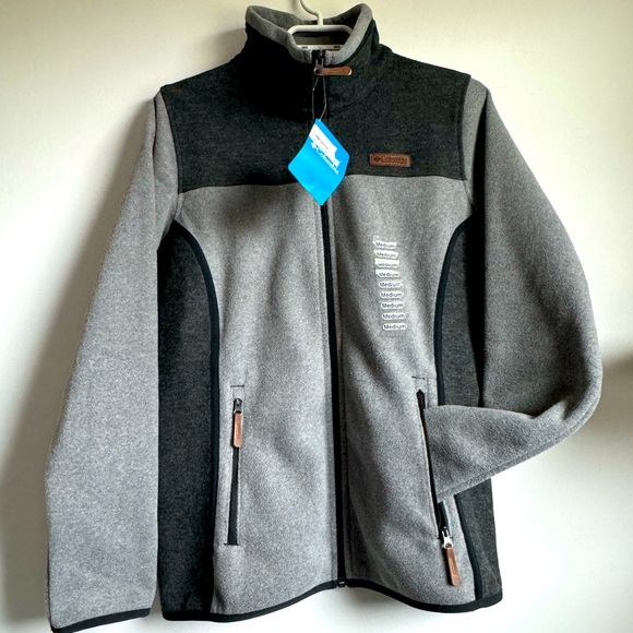 BRAND NEW* M Women's Pieced Fleece Full-Zip, Heather Grey - Picture 3 of 12
